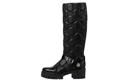 GUCCI Leather Knee high Boots Women's Black
