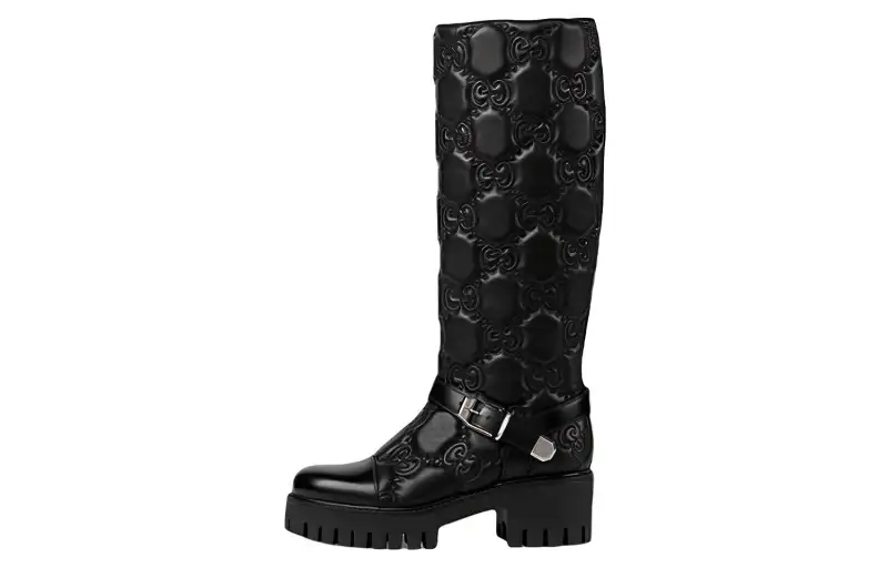 GUCCI Leather Knee high Boots Women's Black