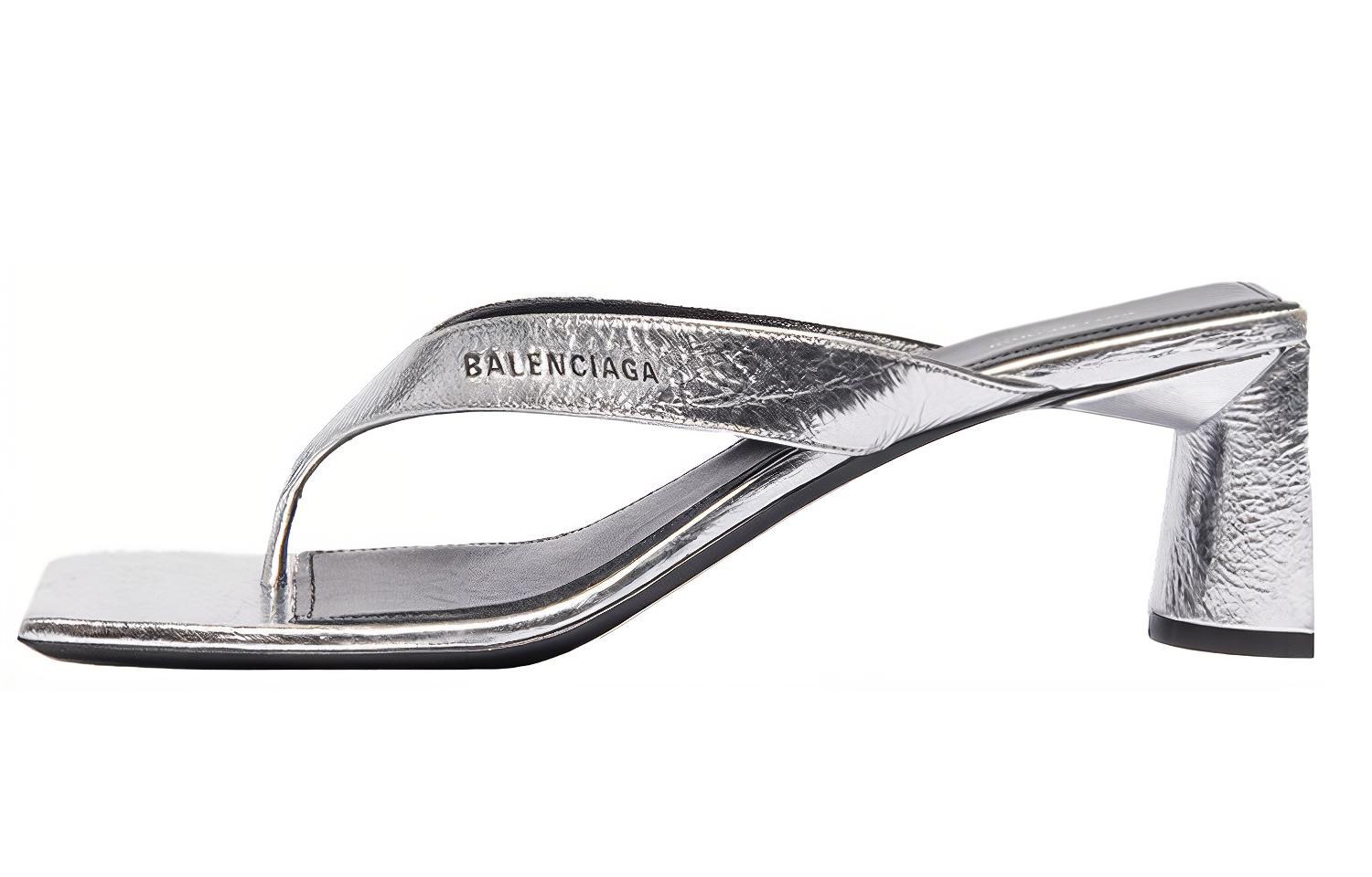 Balenciaga Double Square Sandals Silver Women's