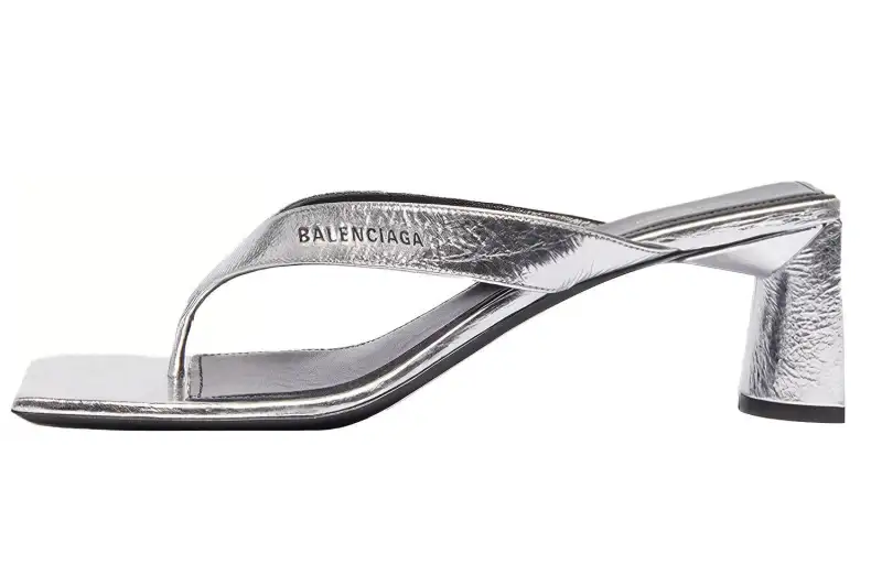 Balenciaga Double Square Sandals Silver Women's