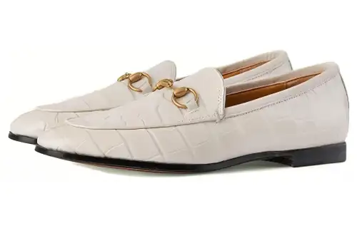 GUCCI Jordaan Horsebit Loafers Women's White