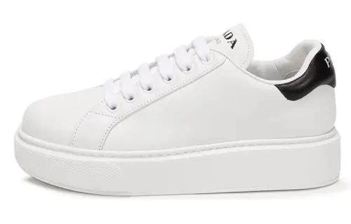 PRADA Casual Low top Stylish Skateboarding Shoes Women's White Black