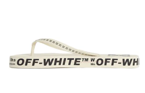 OFF WHITE Beach Alphabet Thick Sole White Flip Flops