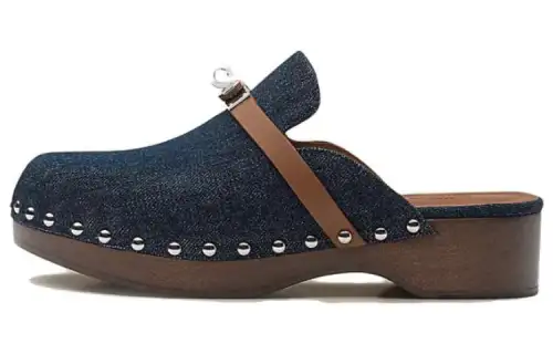 HERMES Carlotta Closed Toe Slippers Women's Original Blue