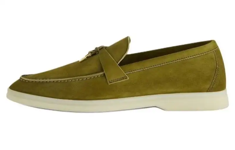 Loro Piana Summer Charms Walk Cow Leather Loafers Unisex Green