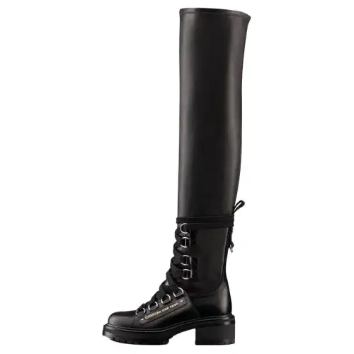 DIOR D Fight Leather Knee high Boots Women's Black