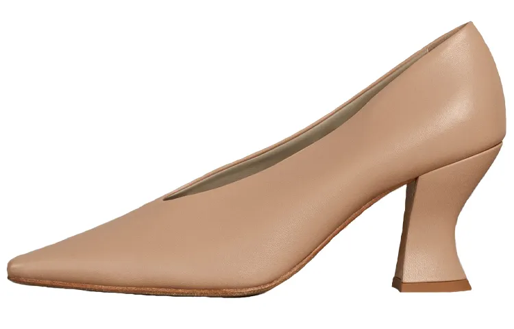 Bottega Veneta Almond Chunky Heel High Heels 8cm Women's Dance Shoe Powder
