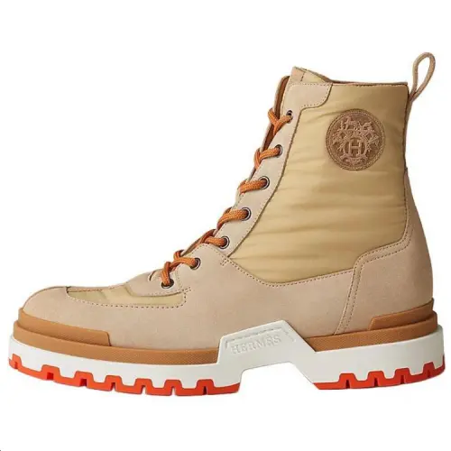 HERMES Bottines Grip Combat Boots Men's Umber