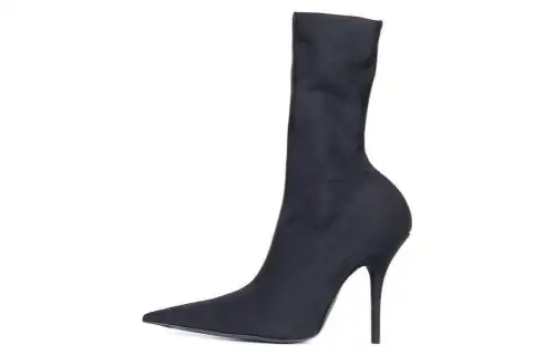 Balenciaga Leather, Textile Ankle Boots Women's Black
