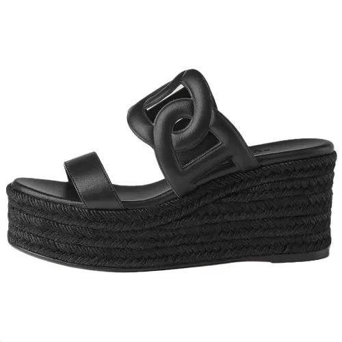 HERMES Slide Slippers 8.5cm Women's Black