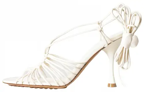 Bottega Veneta Dot Leather One Strap Sandals 10cm Women's White