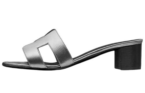 HERMES Slide Slippers Women's Silver