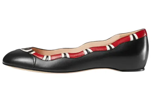 GUCCI Leather Flat Shoes Casual Shoes Women's Black