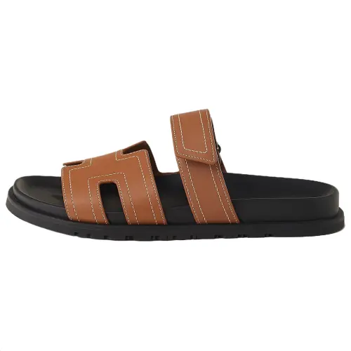 HERMES Chypre Slide Slippers Men's Brown