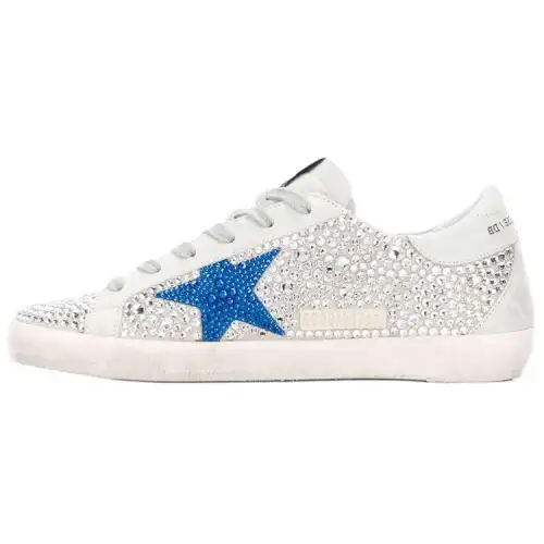 Golden Goose Super Star Sequins Low top Skateboard Shoes Women's White Distressed