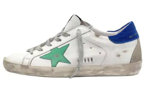 Golden Goose Super Star Casual Shoes Women's White Blue Tail Distressed