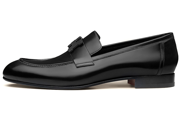 HERMES PARIS Leather Casual Shoes Men's Black