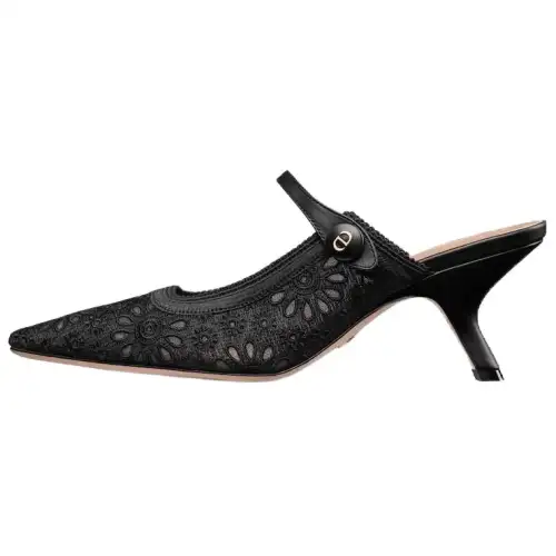 DIOR Slim Heel Closed Toe Slippers Women's Black