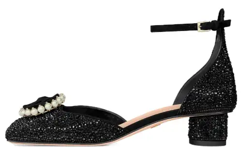 DIOR Leather Chunky Heel High Heels 3.5cm Women's Black