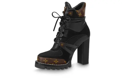 LOUIS VUITTON LV Trail Leather Ankle Boots Women's Black Brown