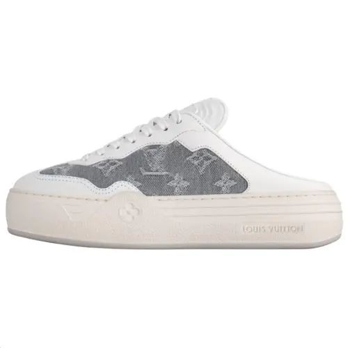 LOUIS VUITTON Groovy Quiet Closed Toe Slippers Women's White & Gray