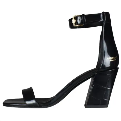 Burberry Leather One Strap Sandals Women's Black