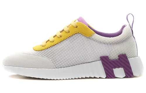 HERMES Hermès Bouncing leather goatskin sneakers low-top lifestyle shoes for women white and purple