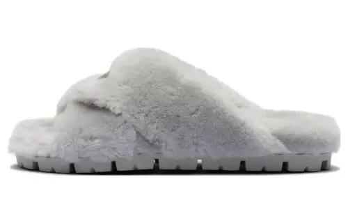PRADA Triangle-logo Shearling Slippers