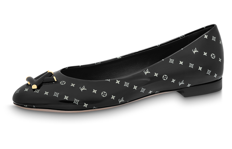 LOUIS VUITTON NINA Nautical Collection Cow Leather Ballet Casual Shoes Women's Black