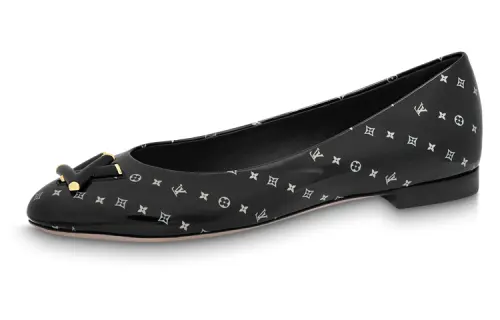 LOUIS VUITTON NINA Nautical Collection Cow Leather Ballet Casual Shoes Women's Black
