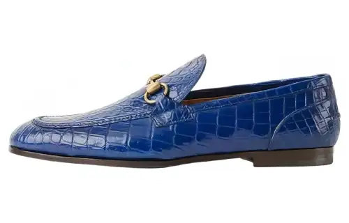 GUCCI Jordaan Crocodile Leather Fashion Casual Shoes Men's Blue