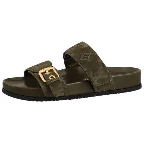 LOUIS VUITTON Bom Dia Slide Slippers Women's Green