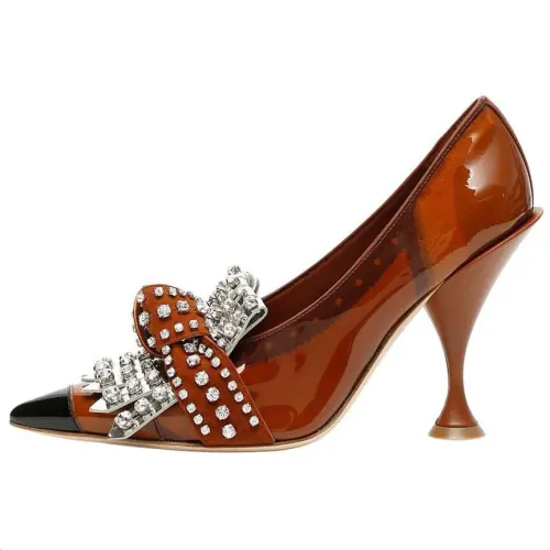Burberry Evan Leather Irregular Heel High Heels Women's Brown