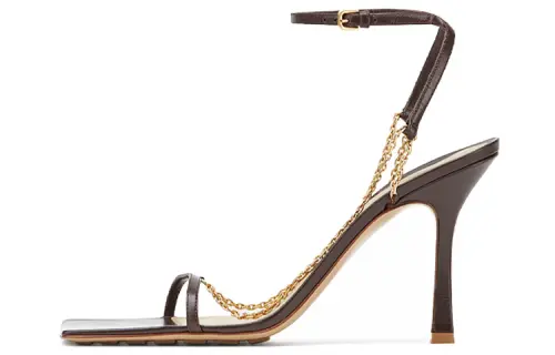 Bottega Veneta Stretch Leather Slim Heel One Strap Sandals Women's Brown