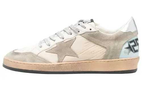 Golden Goose Ball Star Leather Minimalist Style Skateboard Shoes Men's Beige Gray