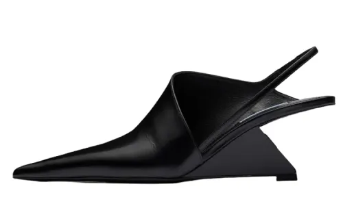 PRADA Women's Brushed Leather Slingback Pumps 'Black'