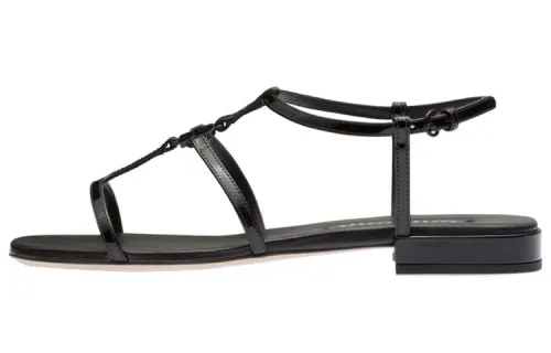 MIU MIU Logo-plaque Leather Flat Sandals