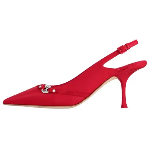 LOUIS VUITTON 6AM Sheepskin Slim Heel High Heels 7.5cm Women's Red