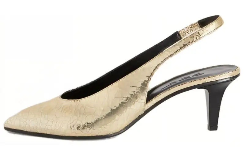 Loro Piana Rebecca Chunky Heel High Heels 5.5cm Women's Gold