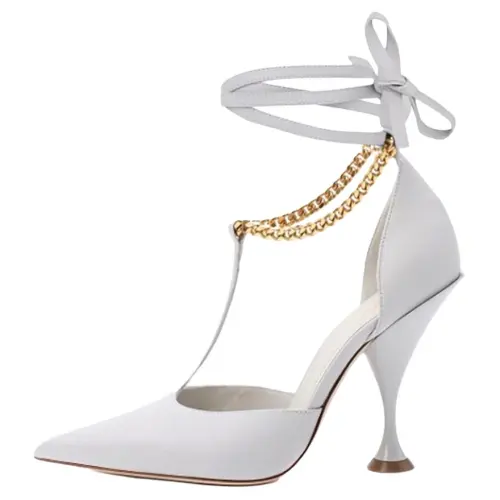 Burberry Welton Leather Irregular Heel High Heels Women's Gray