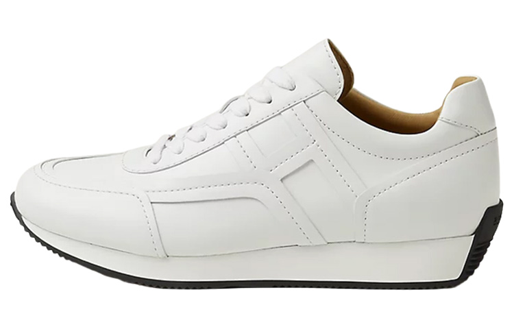 HERMES Chris Cow Leather Comfortable Low top Casual Shoes Men's White
