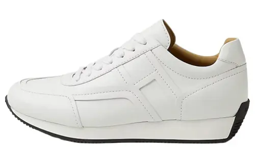HERMES Chris Cow Leather Comfortable Low top Casual Shoes Men's White