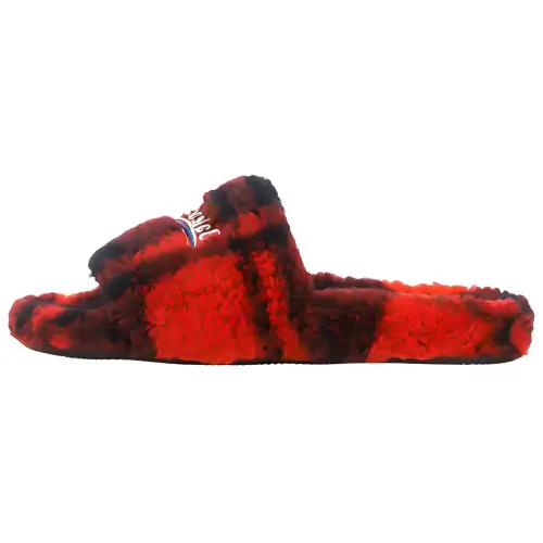 Balenciaga Women's Furry Slides 'Red Plaid'
