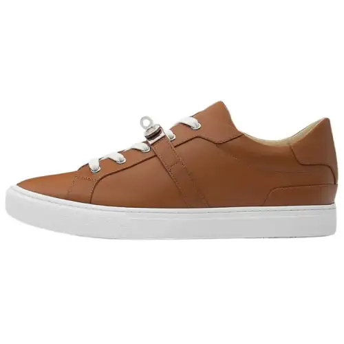 HERMES Heritage Top Grain Cow Leather Low top Stylish Skateboarding Shoes Men's Brown