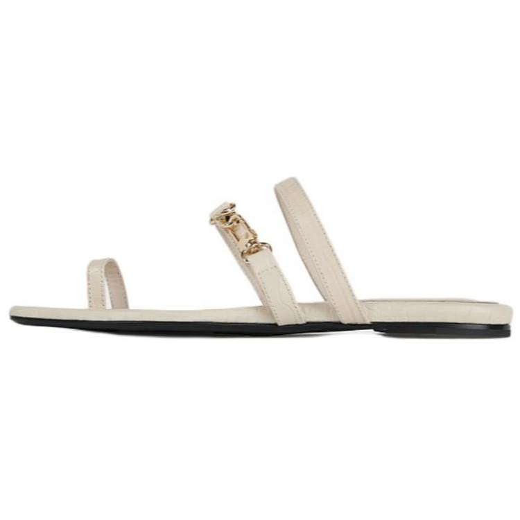 TOTEME Flip flops, white slippers, crocodile print