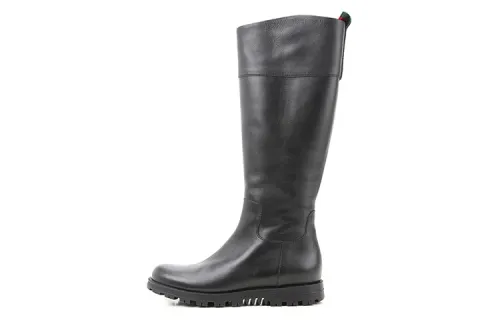 GUCCI Cow Leather Knee high Boots Women's Black