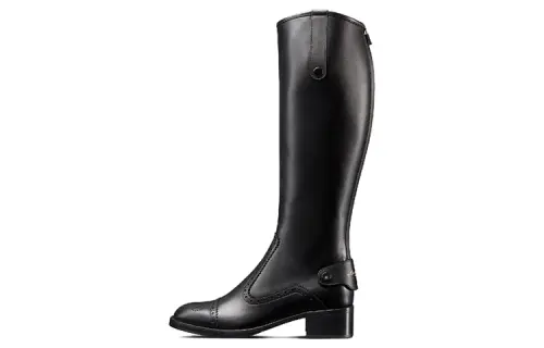 DIOR D Folk Leather Knee high Boots Women's Black