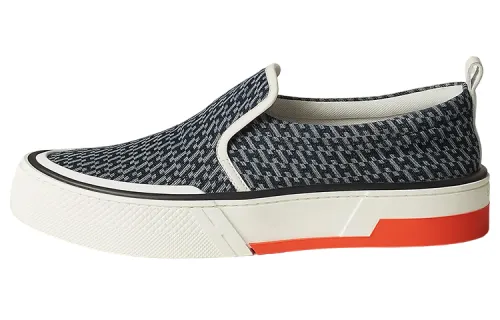 HERMES Gliss Denim, Leather Low top Stylish Skateboarding Shoes Men's Light Blue
