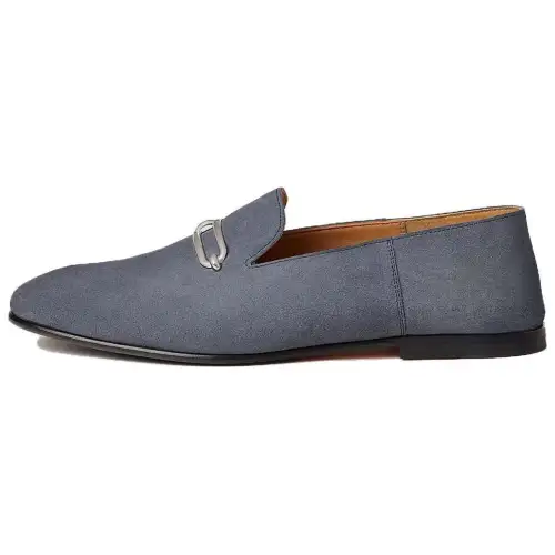 HERMES Gentleman Loafers Men's Blue