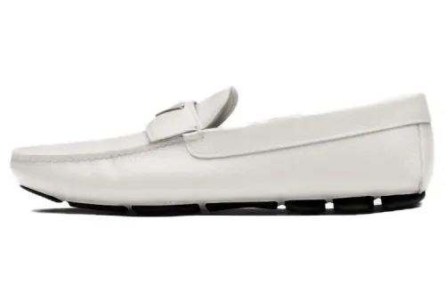 PRADA Saffiano Leather Men's Casual Shoes Men's White